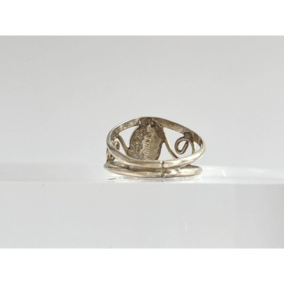 Blue Opal Open Work Southwest Style Sterling Silver 925 Vintage Ring - sz 5.5 - Picture 5 of 16